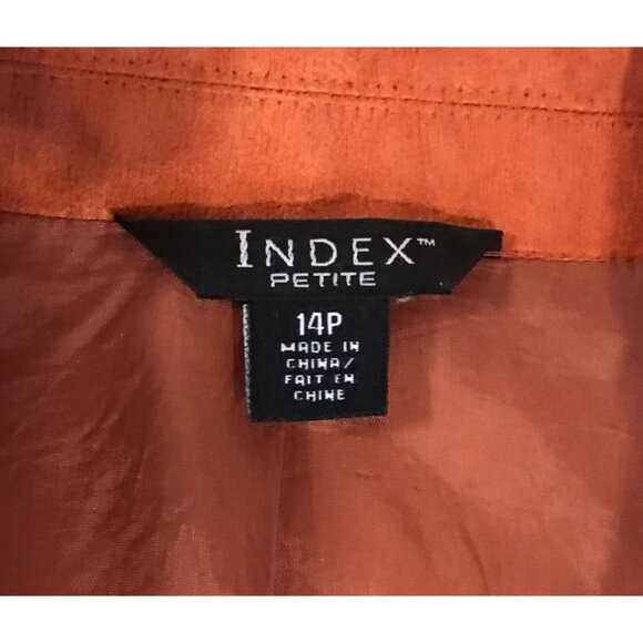INDEX Jacket Orange 14 Petite Womens Zip Up Jacket Suede Like Pockets - Picture 12 of 12